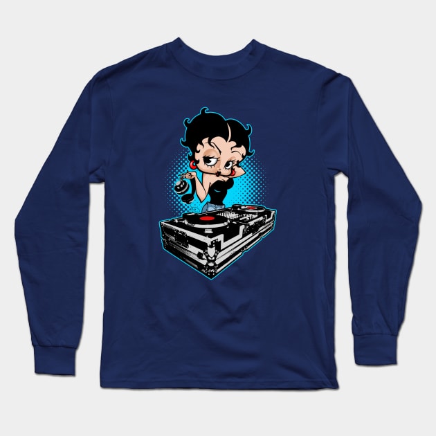 BETTY BOOP TURNTABLES Long Sleeve T-Shirt by KERZILLA